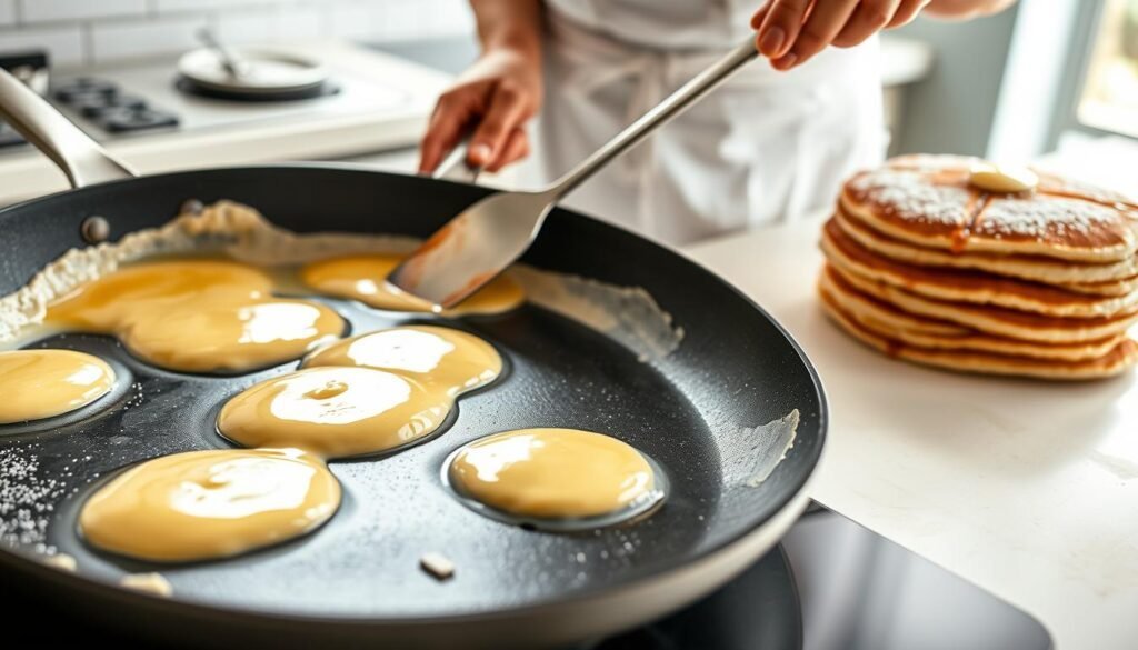 cooking pancakes