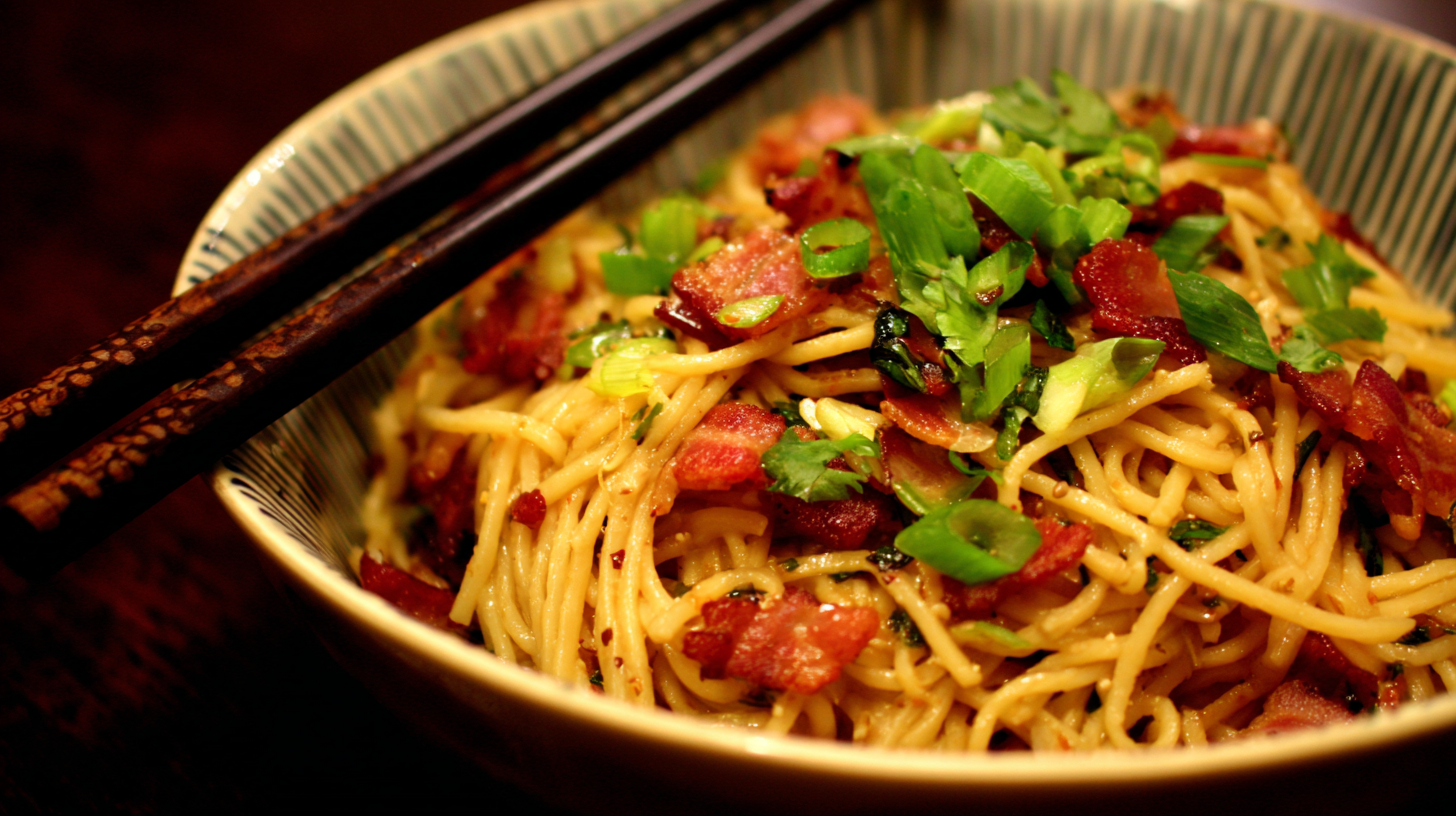 You are currently viewing Irresistible Bacon and Thai Basil Coconut Noodles | Packed with Flavor